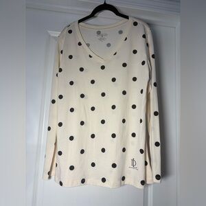 Duffield Lane Cream and Black Polka Dot‎ Long Sleeve Tee
